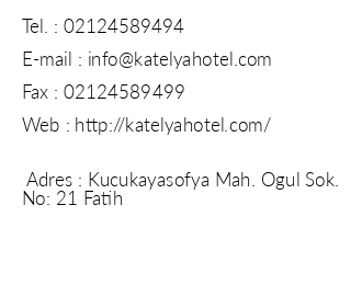 Katelya Hotel iletiim bilgileri